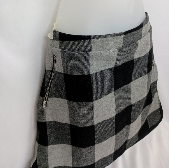 2/$30 ANA Plaid Black and Gray Preppy Fall Tweed Patchwork Wool Skirt (#557) - Picture 8 of 10